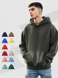 Men's Heavyweight Cotton French Terry Hoodie Oversized Solid Color Pullover Streetwear Long Sleeve Outerwear For Autumn Winter