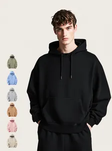 Sweat à Capuche Épais Homme Doublé Polaire Streetwear Coton Velours Allemand Pullover Coupe Large Top And Bottom Hiver