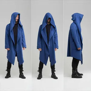 Ανδρική Μακριά Κάπα με Κουκούλα Ζακέτα Dark Gothic Streetwear Oversized Cape Hoodie Μπουφάν Εξωτερικού Χώρου