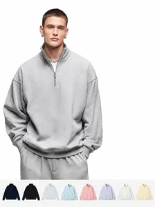 Herren Dickes Herbst Streetwear Sweatshirt Stehkragen Halber Reißverschluss Fleece Baumwolle Pullover Top Für Jugendliche