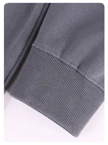 Close-up detail of ribbed cuff on vintage washed heavy French terry gray sweatshirt