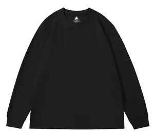 Premium black long-sleeve Roma cotton T-shirt with a relaxed fit and crew neck