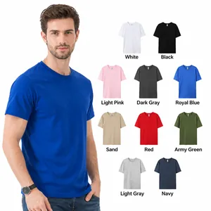 Camiseta de Algodón Peinado Casual Oversize para Hombre Color Sólido Manga Corta Cuello Redondo Hombro Caído Ajuste Holgado Top