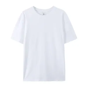 Camiseta oversize blanca clásica de algodón 180g con cuello redondo y manga corta