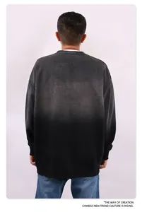 Back view of heavy oversized gradient washed crewneck sweatshirt for a relaxed look