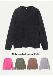 Detail display showing color options for the 230g retro washed cotton long-sleeved T-shirt