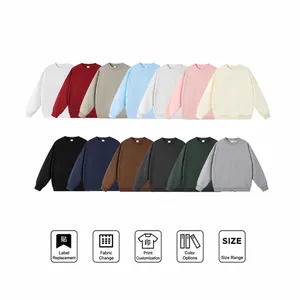 Felpe girocollo oversize tinta unita in vari colori, tessuto spugna premium da 380g.