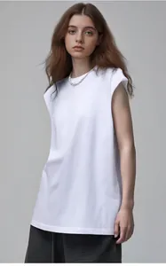 Débardeur sans manches en coton 210g surdimensionné blanc pour un look street style