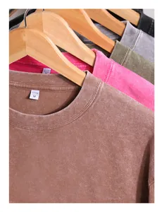Detailed view of vintage washed heavy cotton long sleeve T-shirts in multiple colors.
