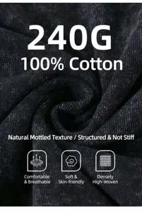 Close-up of 240g 100% cotton washed fabric with a natural mottled texture