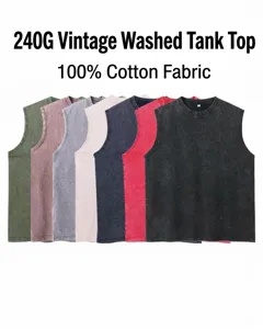 Collection of 240g heavy cotton washed vintage sleeveless tank tops in various colors