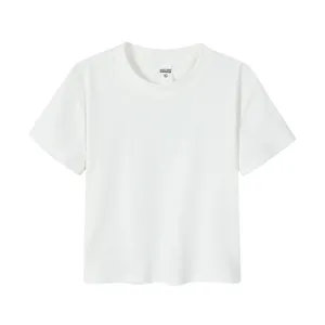 Kwalitatief hoogwaardig 230g wit dames T-shirt met korte mouwen slanke pasvorm