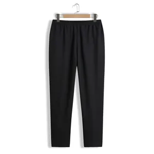 Pantalon de ville noir pour hommes avec taille élastique et tissu texturé de haute qualité