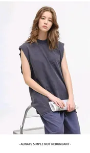 Vintage washed charcoal grey sleeveless vest with oversized loose fit design