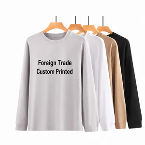 Men's Loose Roma Cotton Long Sleeve T-Shirt Heavyweight Solid Color Crew Neck Base Layer Breathable Autumn Winter Top