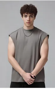Débardeur homme ample en coton style urbain de couleur grise très tendance