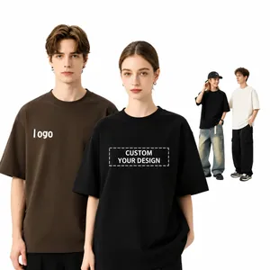 Camiseta de Algodón Pesado para Hombre Corte Holgado Cuello Redondo Manga Corta Top Casual Streetwear Liso