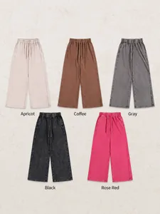 Vue détaillée des pantalons larges 350G délavés vintage pour hommes en cinq couleurs tendance.