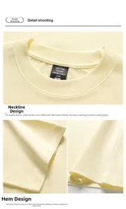 Macro shot of the collar and hem stitching of a 250g Boxy fit street cotton T-shirt