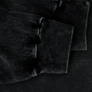 Heavyweight vintage washed cotton long sleeve t-shirt featuring distressed cuff detail