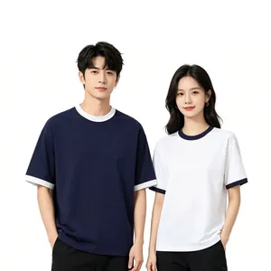 Klassieke 200G katoenen ringer T-shirts met stijlvolle contrastkraag en boorden