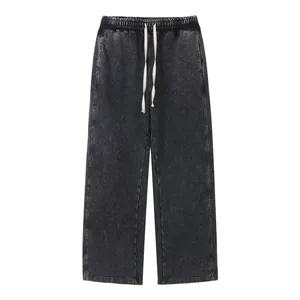 Pantalon de jogging épais 400g délavé à la neige avec une coupe large oversize