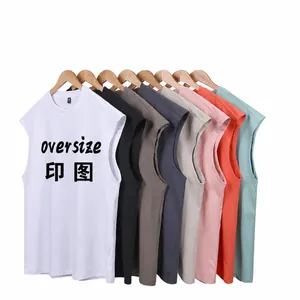 Débardeur en Coton Épais pour Hommes Sans Manches Oversize Streetwear Gilet Décontracté Maillot de Corps Uni pour Sport Quotidien Unisexe
