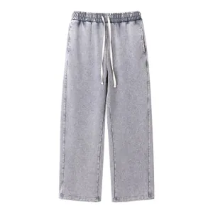 Pantalon de jogging oversize gris délavé neige avec cordon de serrage pour le sport