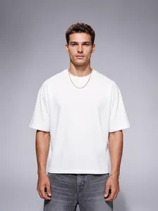 Herren Gekämmte Baumwolle Boxy Fit Kurzarm T-Shirt Amerikanische Streetwear Schwergewicht Gewaschen Minimalistisch Clean Fit Top