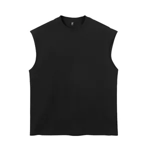Débardeur homme noir en coton épais, style streetwear oversize pour un look urbain