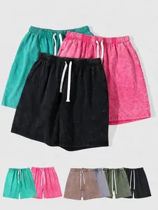 Short vintage en coton lavé épais de 290g avec cordon de serrage en plusieurs couleurs