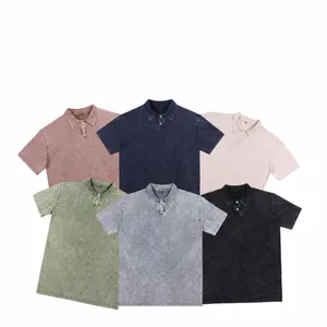 Polo unisex in cotone lavato vintage pesante in vari colori per l'outfit estivo