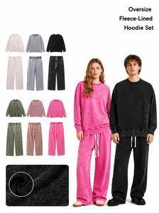 Uomo Vintage Acid Wash Cotone Felpa O Pantaloni Heavyweight Spalla Cadente Allentato Pullover Top And Bottom Retro Casual Streetwear