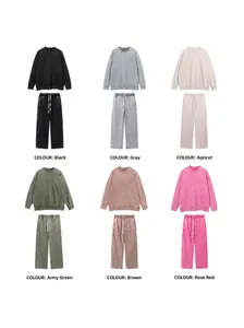 Set premium di felpa sportiva 400G lavata retrò e pantaloni casual in sei colori