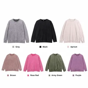 Premium oversized heavy 400g retro washed crewneck sweatshirts in seven vintage colors