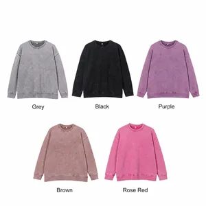 Premium 400g washed cotton crewneck sweatshirts available in five distinct vintage colors