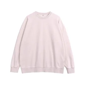 European size vintage washed oversized unisex crewneck sweatshirt in a light pink hue