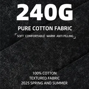 Detailed close-up showing 240g heavy pure cotton washed fabric with vintage texture