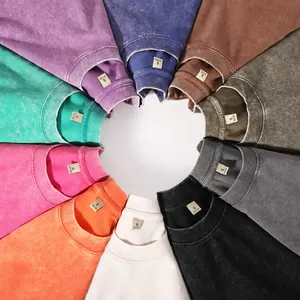 Oversized vintage washed cotton T-shirts in 10 vibrant colors displayed in a circle