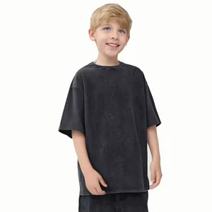 Παιδικό Αγορίστικο Vintage Acid Wash Βαμβακερό T-Shirt Ρετρό Distressed Heavyweight Oversized Κοντομάνικο Top Casual Streetwear