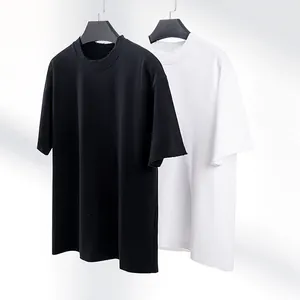 Oversized 420g heavyweight cotton t-shirt with distressed crew neck and frayed edges