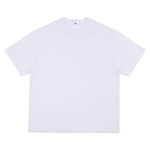 Premium heavyweight 420g white oversized cotton t-shirt with minimalist distressed hem detail