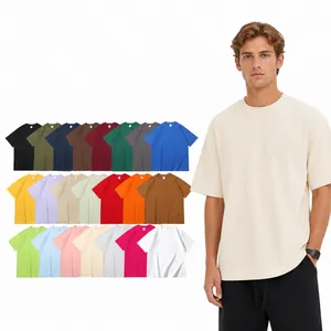 Ανδρικό Βαρύ Βαμβακερό T-Shirt Oversize Πεσμένοι Ώμοι Κοντό Μανίκι Μονόχρωμο Casual Στρογγυλή Λαιμόκοψη Βασικό Τοπ