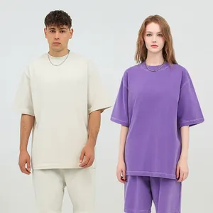 Heavyweight 260g vintage washed cotton oversized t-shirt in white and purple