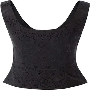 Detailansicht der schwarzen Renaissance-Piratenweste mit barockem Jacquard-Muster