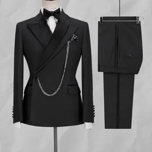 Conjunto de Traje Slim Fit para Hombre Negocios Casual Solapa de Pico Boda Novio Caballero Top And Bottom Poliéster