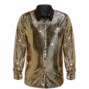 Men 70s Disco Costume Set With Chenille Flare Pants Sequin Shirt Wig Sunglasses Necklace Mustaches Retro Party Outfit Top And Bottom