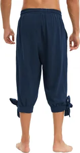 Rückansicht von Herren-Baumwoll-Leinen-Hosen mit stilvollen, verstellbaren Knöchelbändern
