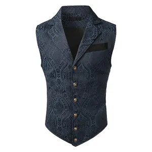 Herren Retro Paisley Jacquard Anzugweste Slim Fit V-Ausschnitt Einreihige Business Weste Für Formelle Hochzeit Party Bräutigam Kleid Weste