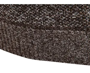 Macro view of brown melange wool knit texture and ribbed hem detail of men's sweater